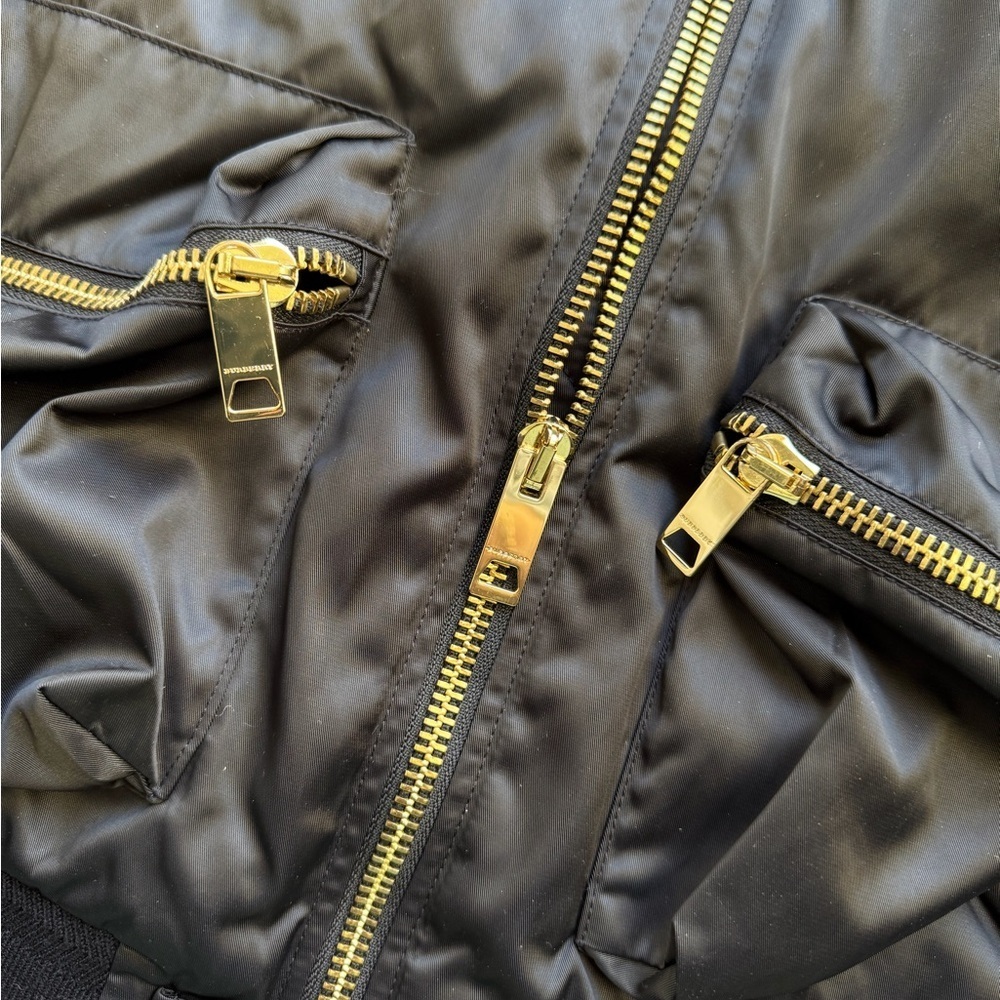 Burberry Black Bomber Jacket with Gold Zippers - Picture 5 of 7